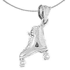 Sterling Silver 3D Roller Skates Pendant (Rhodium or Yellow Gold-plated)