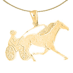 Sterling Silver Horse And Chariot Pendant (Rhodium or Yellow Gold-plated)
