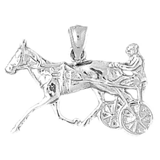 10K, 14K or 18K Gold Horse And Chariot Pendant