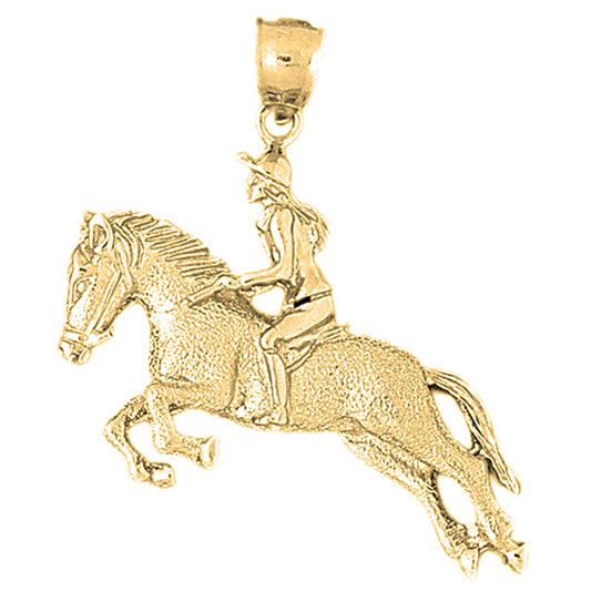 Yellow Gold-plated Silver Horse And Jockey Pendant