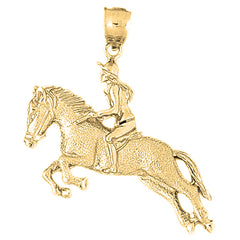 Yellow Gold-plated Silver Horse And Jockey Pendant