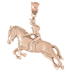 10K, 14K or 18K Gold Horse And Jockey Pendant