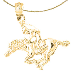 Colgante de caballo y jockey de plata de ley (bañado en rodio o oro amarillo)