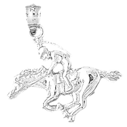 Sterling Silver Horse And Jockey Pendant