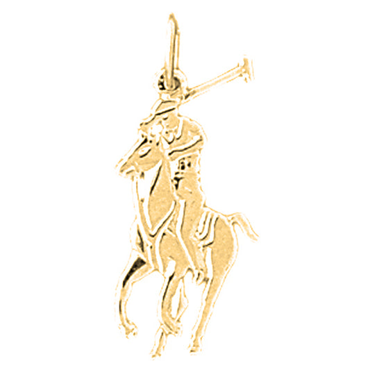Yellow Gold-plated Silver Jockey On Horse Pendant