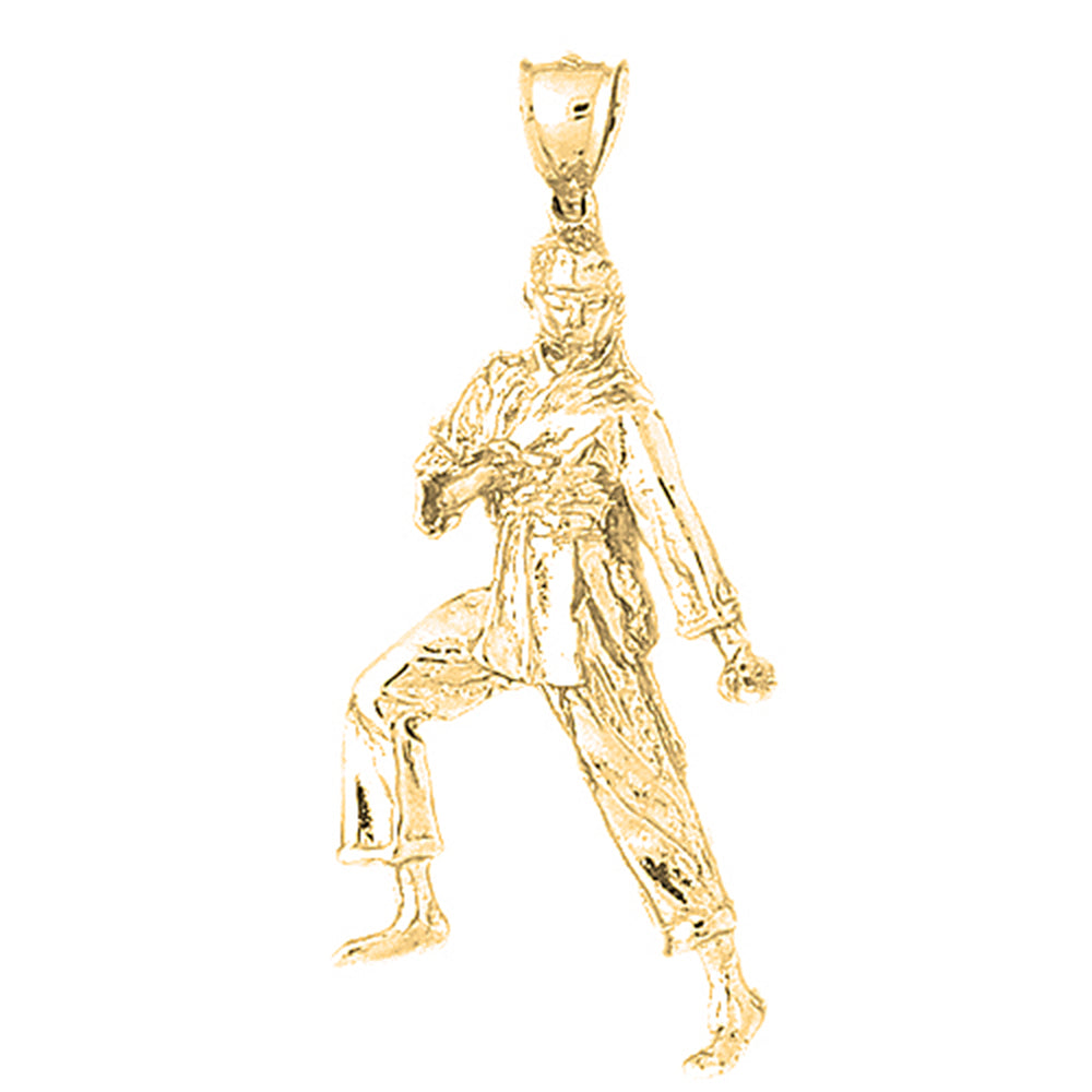 Yellow Gold-plated Silver Martial Arts Karate Pendant