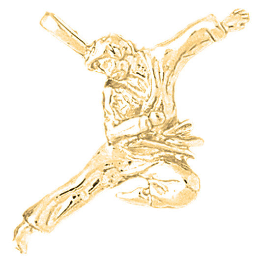 Yellow Gold-plated Silver Martial Arts Karate Pendant