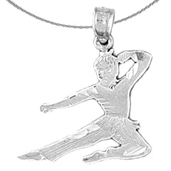 Sterling Silver Martial Arts Karate Pendant (Rhodium or Yellow Gold-plated)