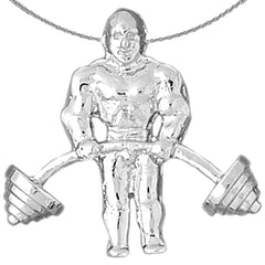 Sterling Silver Body Builder Pendant (Rhodium or Yellow Gold-plated)