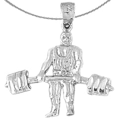 Sterling Silver Body Builder Pendant (Rhodium or Yellow Gold-plated)