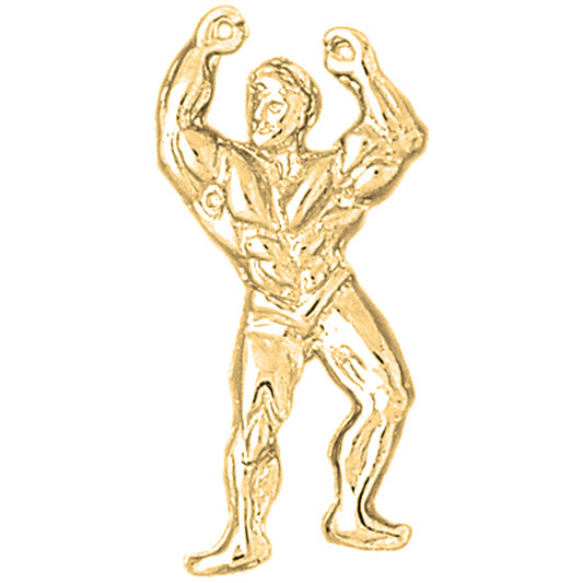 Yellow Gold-plated Silver Body Builder Pendant