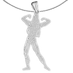Sterling Silver Body Builder Pendant (Rhodium or Yellow Gold-plated)