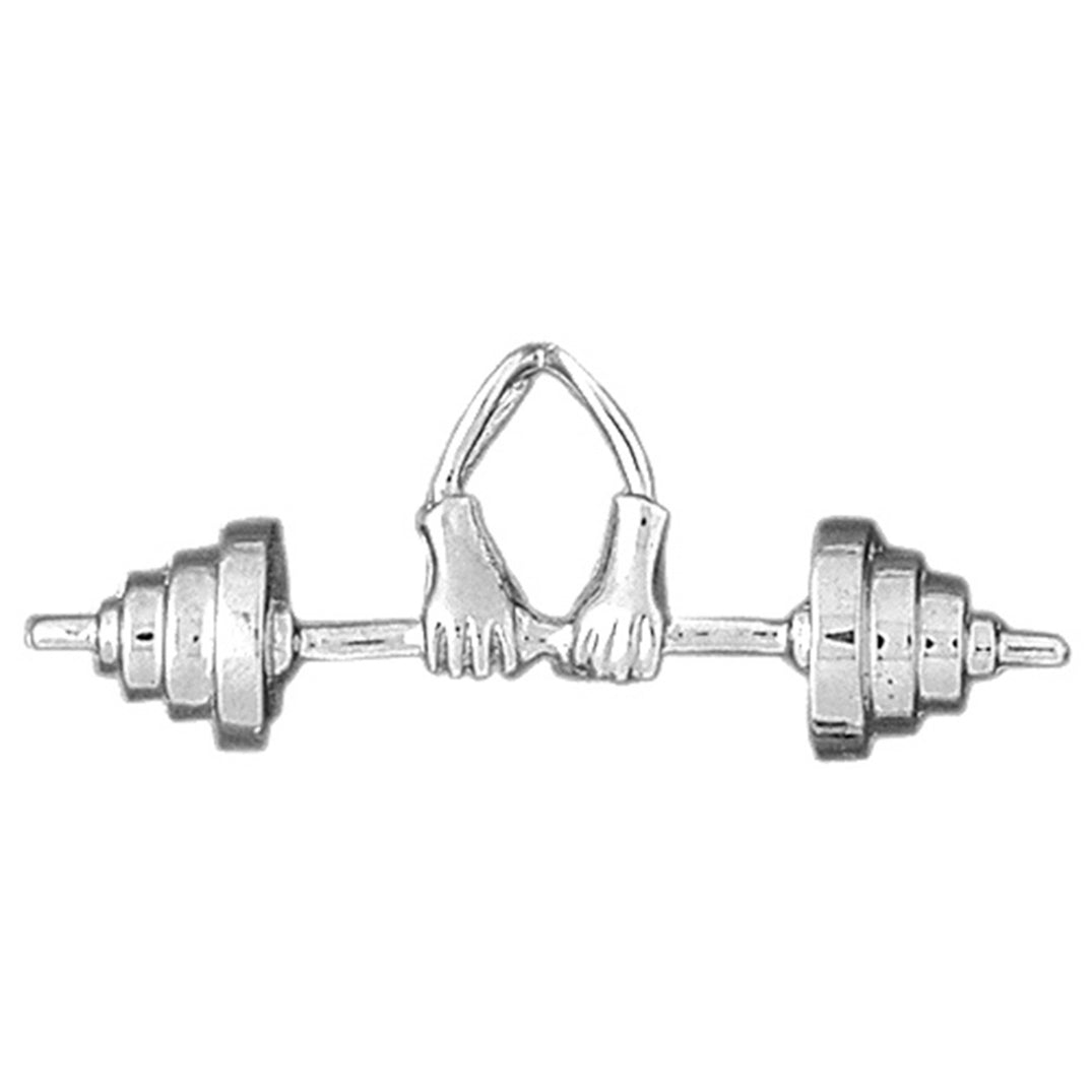 Sterling Silver 3D Barbell Pendant