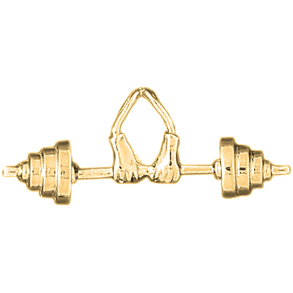 Yellow Gold-plated Silver Barbell Pendant