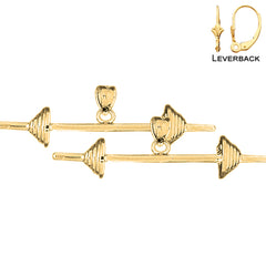 14K or 18K Gold 3D Barbell Earrings