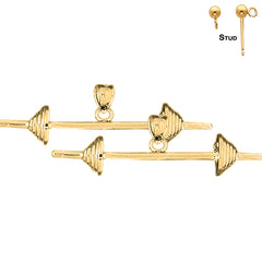 Sterling Silver 12mm 3D Barbell Earrings (White or Yellow Gold Plated)
