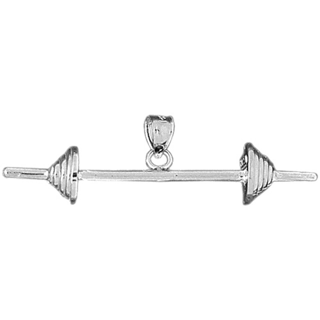 Sterling Silver 3D Barbell Pendant