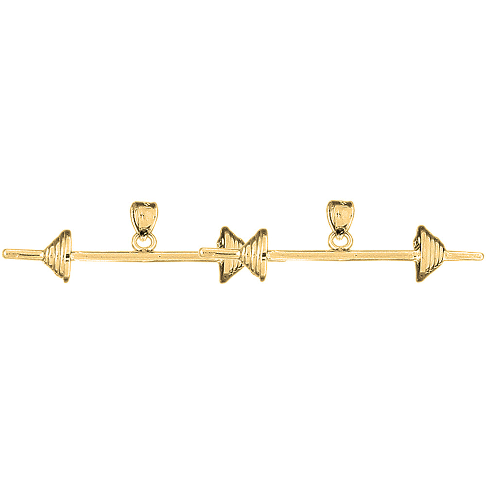 Yellow Gold-plated Silver 12mm 3D Barbell Earrings