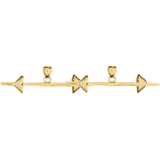 Yellow Gold-plated Silver 12mm 3D Barbell Earrings