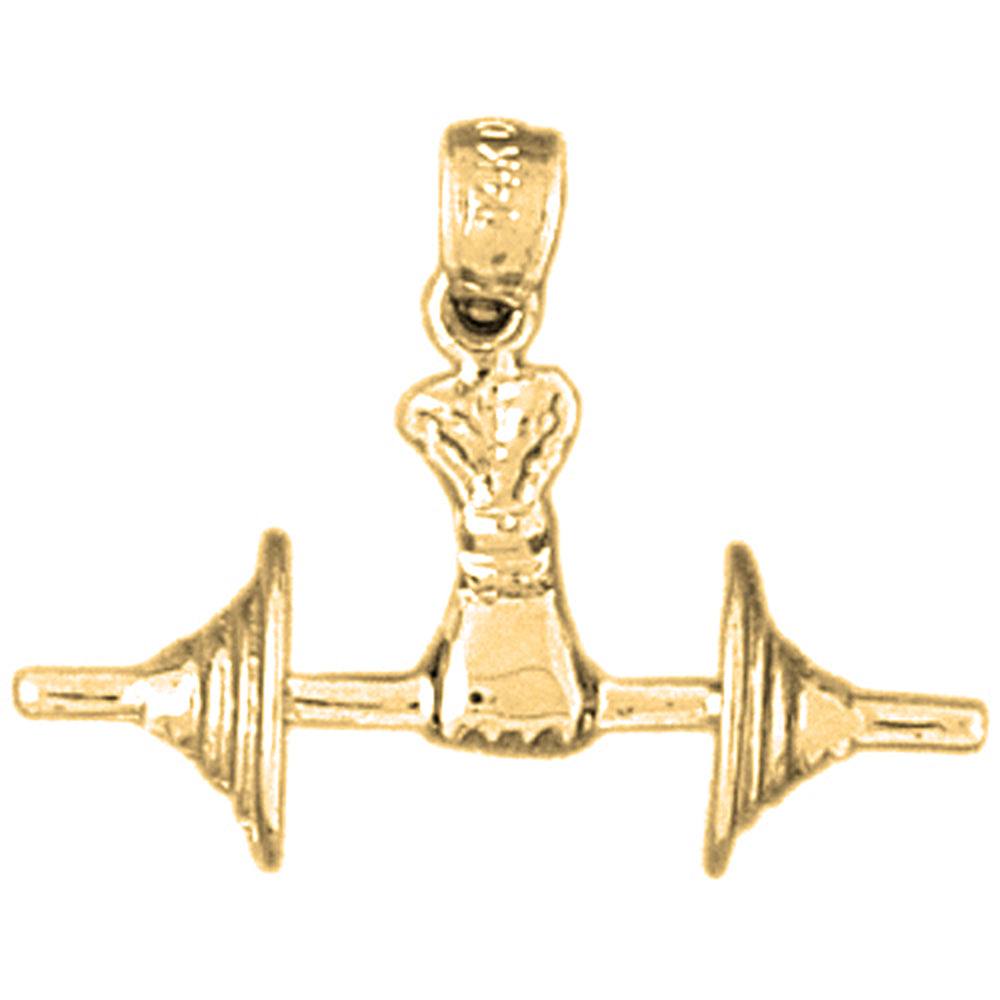 Yellow Gold-plated Silver Barbell Pendant