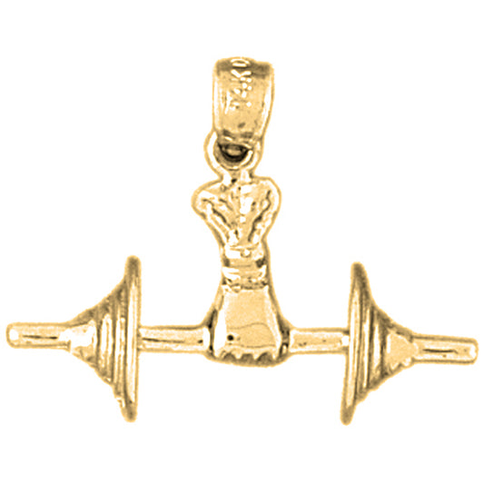 Yellow Gold-plated Silver Barbell Pendant