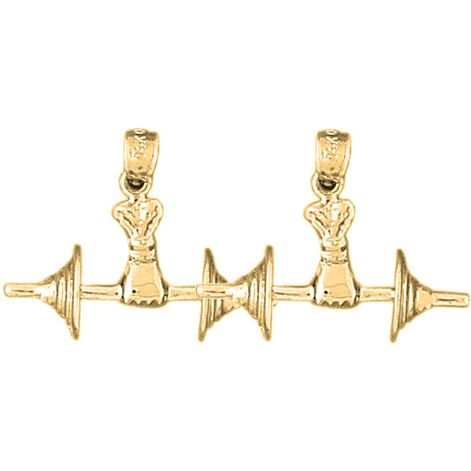 Yellow Gold-plated Silver 19mm Barbell Earrings