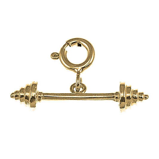 Yellow Gold-plated Silver 3D Barbell Pendant