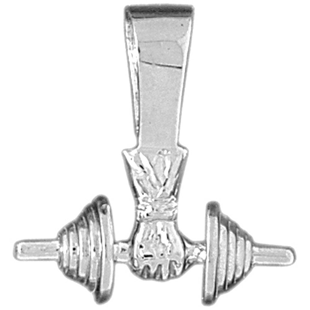 Sterling Silver 3D Barbell Pendant