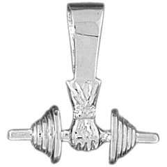 Sterling Silver 3D Barbell Pendant