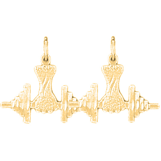 Yellow Gold-plated Silver 17mm Dumbbell Earrings