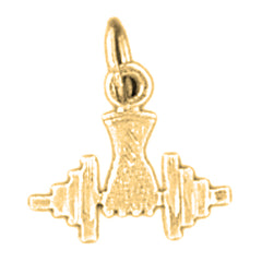 Yellow Gold-plated Silver Dumbell Pendant