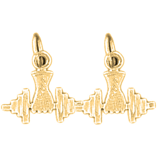 Yellow Gold-plated Silver 13mm Dumbbell Earrings
