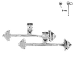 Sterling Silver 11mm Barbell Earrings (White or Yellow Gold Plated)