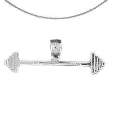 Sterling Silver Barbell Pendant (Rhodium or Yellow Gold-plated)