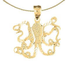 Sterling Silver Octopus Pendant (Rhodium or Yellow Gold-plated)