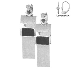 Sterling Silver 34mm 3D Whistle Earrings (White or Yellow Gold Plated)
