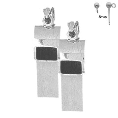 Sterling Silver 34mm 3D Whistle Earrings (White or Yellow Gold Plated)