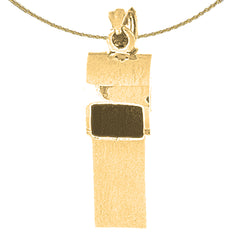 Sterling Silver 3D Whistle Pendant (Rhodium or Yellow Gold-plated)