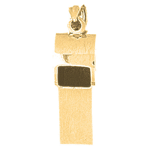 Yellow Gold-plated Silver 3D Whistle Pendant