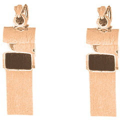 14K or 18K Gold 34mm 3D Whistle Earrings