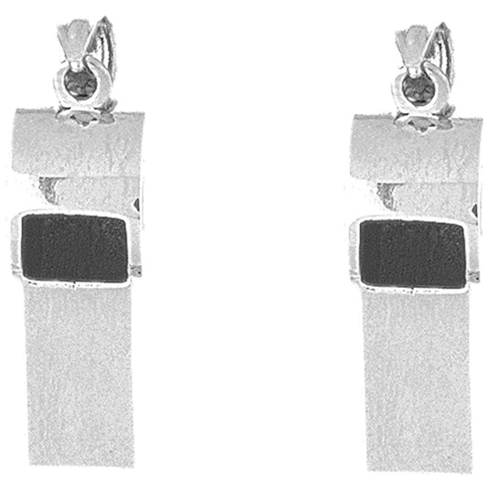 Sterling Silver 34mm 3D Whistle Earrings
