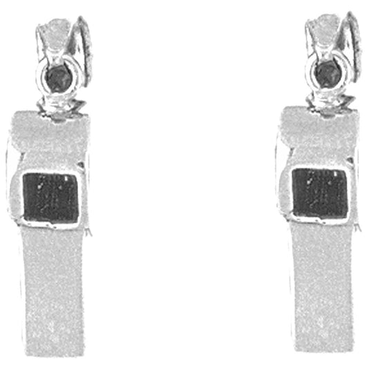 Sterling Silver 22mm 3D Whistle Earrings