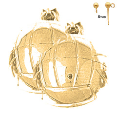 Sterling Silver 18mm 3D Volleyball Earrings (White or Yellow Gold Plated)