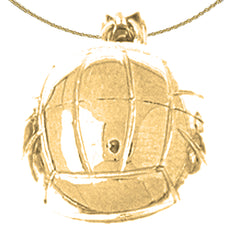 Sterling Silver 3D Volleyball Pendant (Rhodium or Yellow Gold-plated)