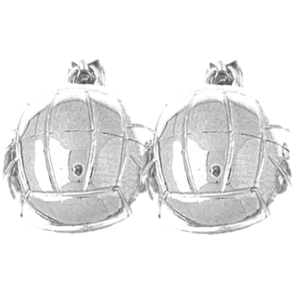 Sterling Silver 18mm 3D Volleyball Earrings