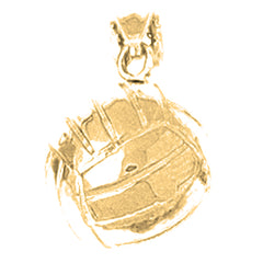 Yellow Gold-plated Silver 3D Volleyball Pendant