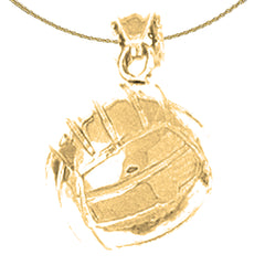 Sterling Silver 3D Volleyball Pendant (Rhodium or Yellow Gold-plated)