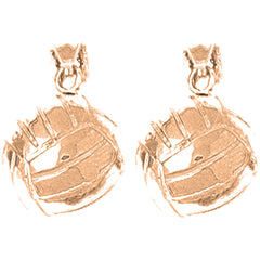 14K or 18K Gold 17mm 3D Volleyball Earrings