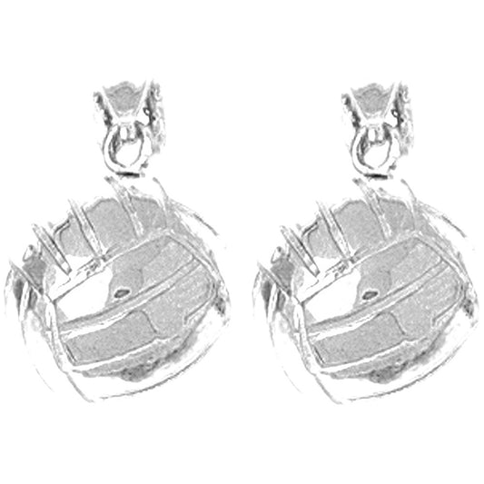 Sterling Silver 17mm 3D Volleyball Earrings