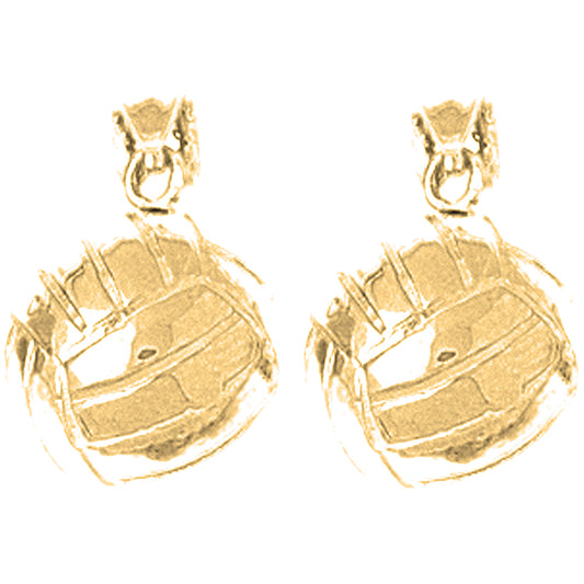 Yellow Gold-plated Silver 17mm 3D Volleyball Earrings